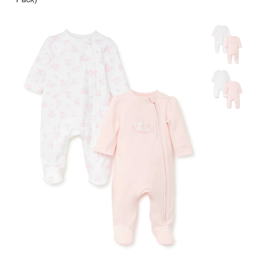 Bunny Petals Footed One-Piece (2-Pack)
